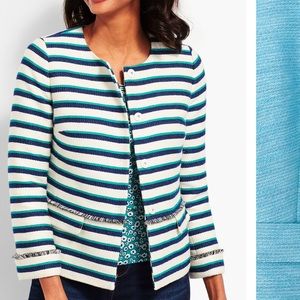 Talbots Sky Blue‎ Tweed Snap Closure Blazer Jacket Size 8